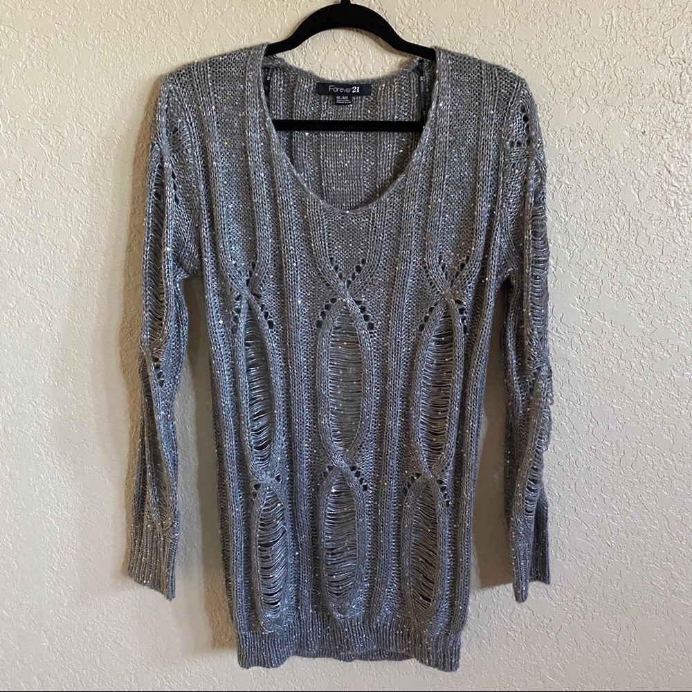Distressed knit sweater